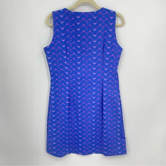 Mahi Gold sz L Golf Athletic sheath Dress Geometric Blue Pink - Picture 5 of 7